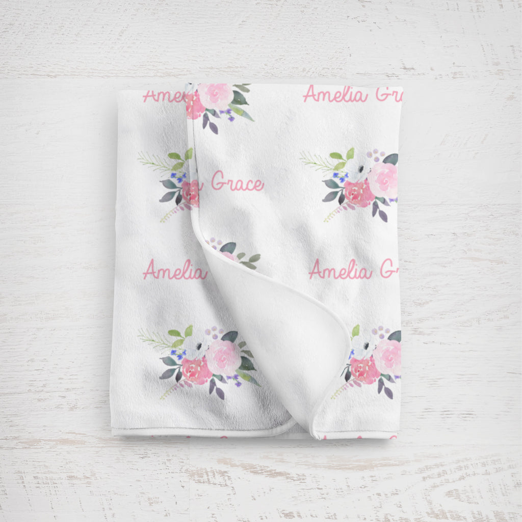 Personalized Floral Name Swaddle