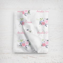 Personalized Floral Name Swaddle