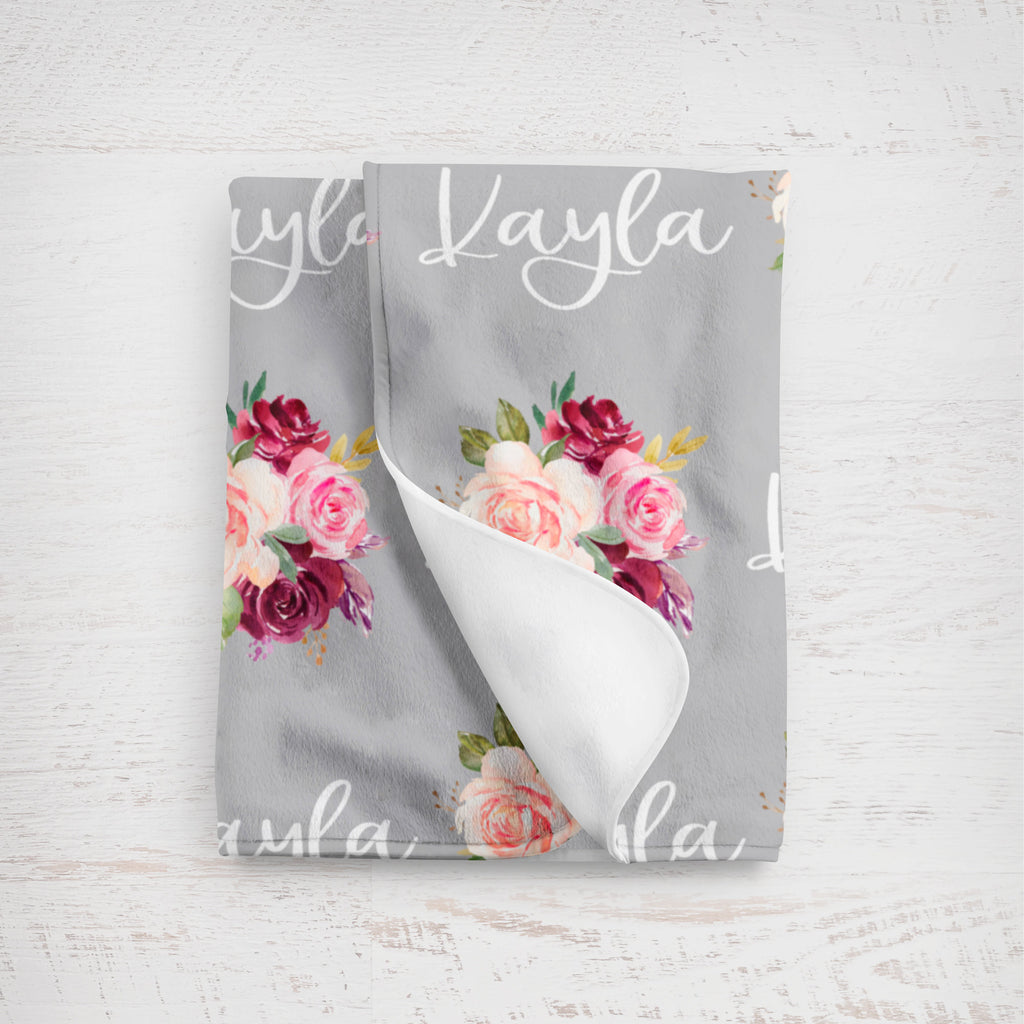 Personalized Floral Name Swaddle