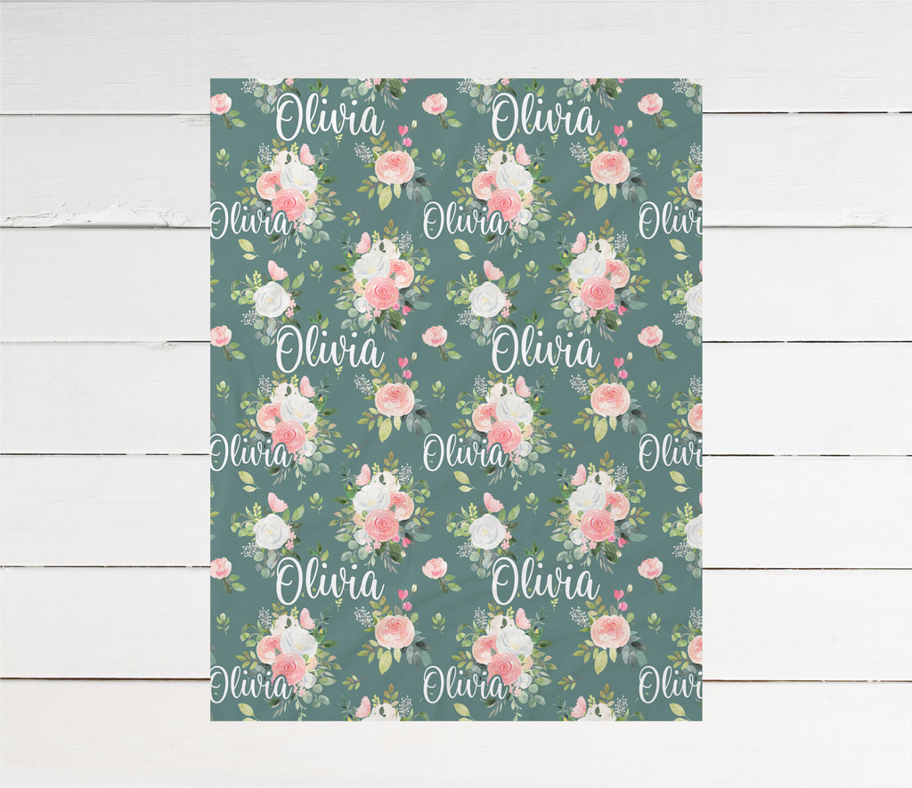 Personalized Floral Swaddle