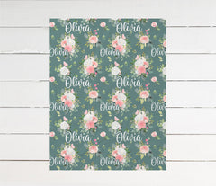 Personalized Floral Swaddle