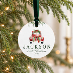 personalized truck baby ornament, 3.5in First Christmas Keepsake!