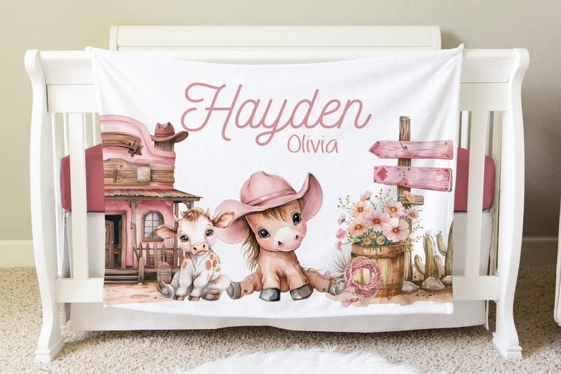 Western Blanket, Cowgirl Personalized Baby Blanket Gift, BB39