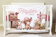 Western Blanket, Cowgirl Personalized Baby Blanket Gift, BB39