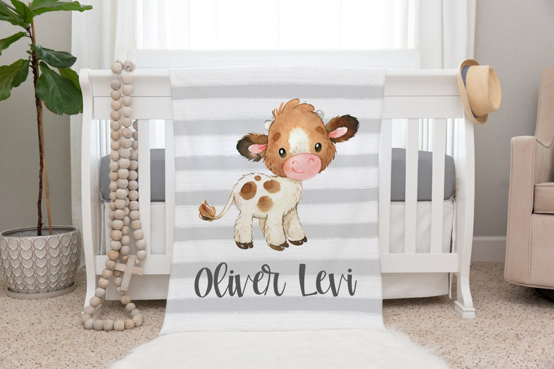 Cow Blanket, Personalized Baby Blanket