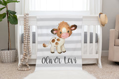 Cow Blanket, Personalized Baby Blanket
