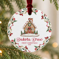 Baby First Christmas Ornament Gingerbread House 3.5in Personalized