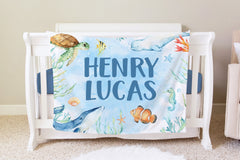 Sea Creatures Personalized Blanket