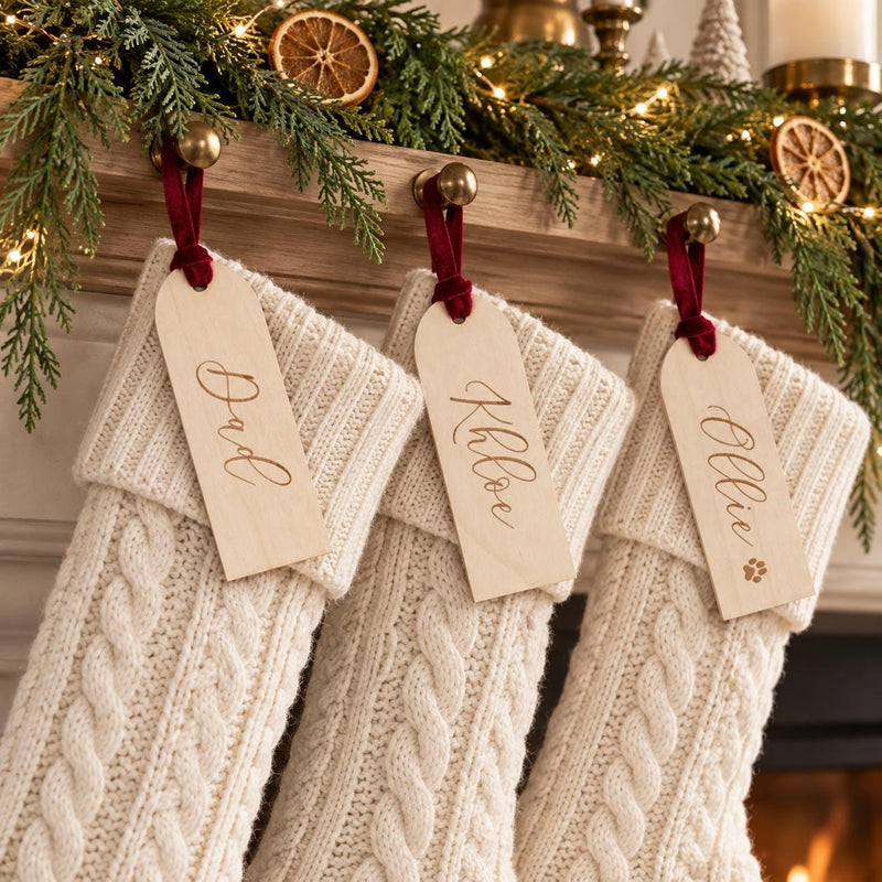 Personalized Stocking Name Tags, Custom Holiday Mantle Decor CT14