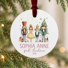 Baby First Christmas Keepsake' Ballet Wood Ornament, 3.5in Custom