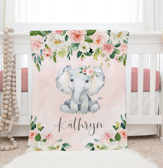 Elephant Floral Blanket