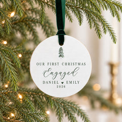 Personalized Engaged Christmas Ornament', 3.5-Inch Wood Keepsake.