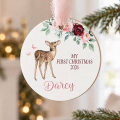 baby first christmas ornament', Personalized 3.5in Wood Deer Girl