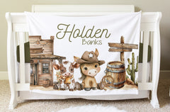 Western Blanket, Cowboy Personalized Baby Blanket Gift BB40