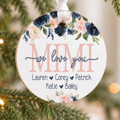 Personalized Christmas Ornament, Mom Grandma Keepsake, 3.5in Wood