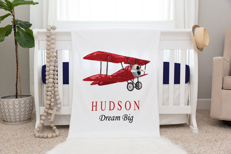 Airplane Blanket, Personalized Baby Blanket