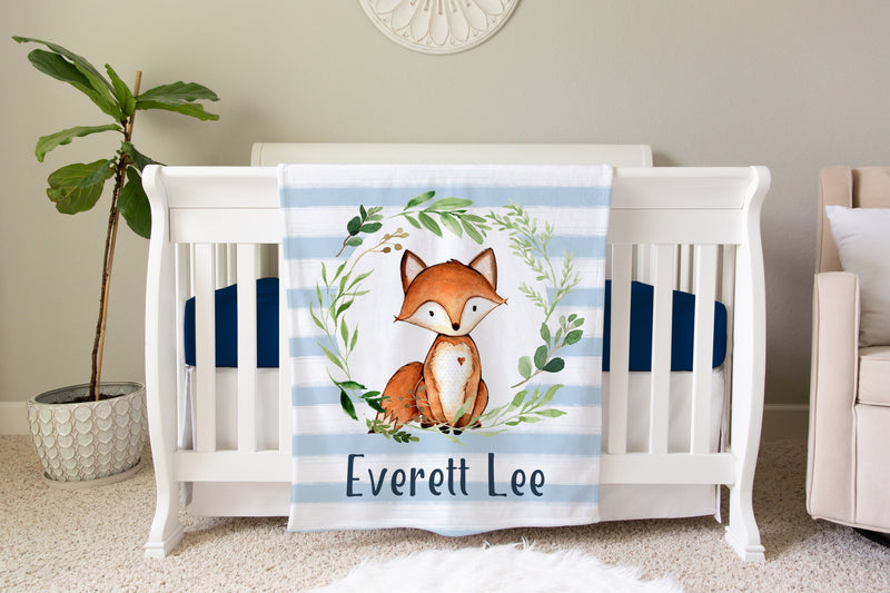 Woodland Fox Personalized Baby Name Blanket