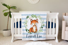 Woodland Fox Personalized Baby Name Blanket