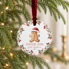 Baby First Christmas Ornament Personalized Gingerbread 3.5in Gift