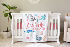 Sea Life Blanket, Personalized Baby Blanket Gift