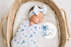Bow Personalized Swaddle Blanket,  Newborn Coming Home Outfit Photo Props, Baby Announcement Sign JS52