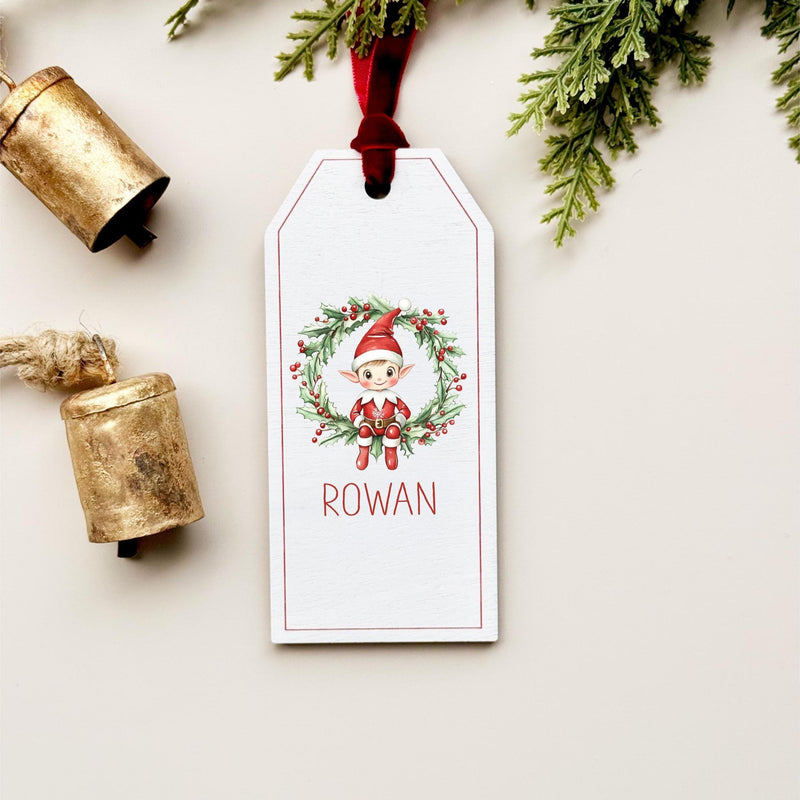 Kids Personalized Stocking Name Tags, Custom Holiday Mantle Decor Elf CT81