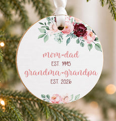 Grandparent Announcement Ornament', Custom 3.5 Inch Wood Keepsake
