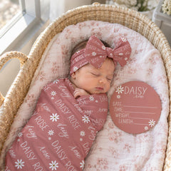 Personalized Daisy Swaddle Blanket,  Newborn Coming Home Outfit Photo Props JS51