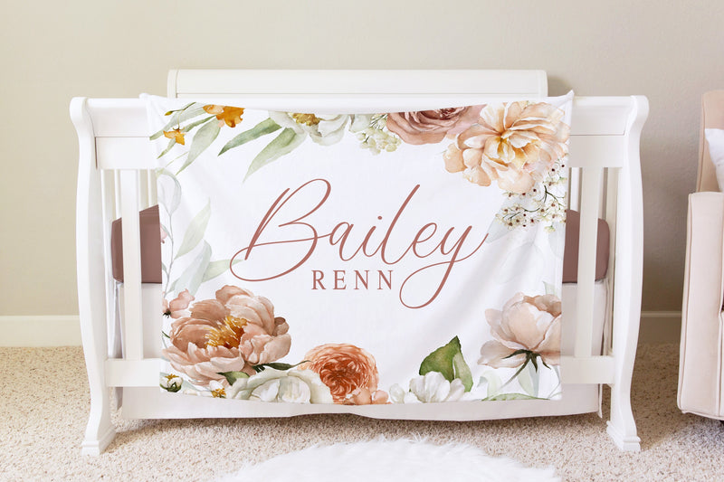 Floral Personalized Baby Blanket