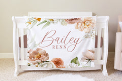 Floral Personalized Baby Blanket