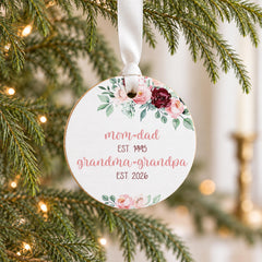Grandparent Announcement Ornament', Custom 3.5 Inch Wood Keepsake
