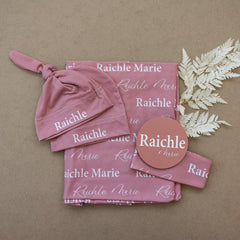 Personalized Swaddle Set With Sign