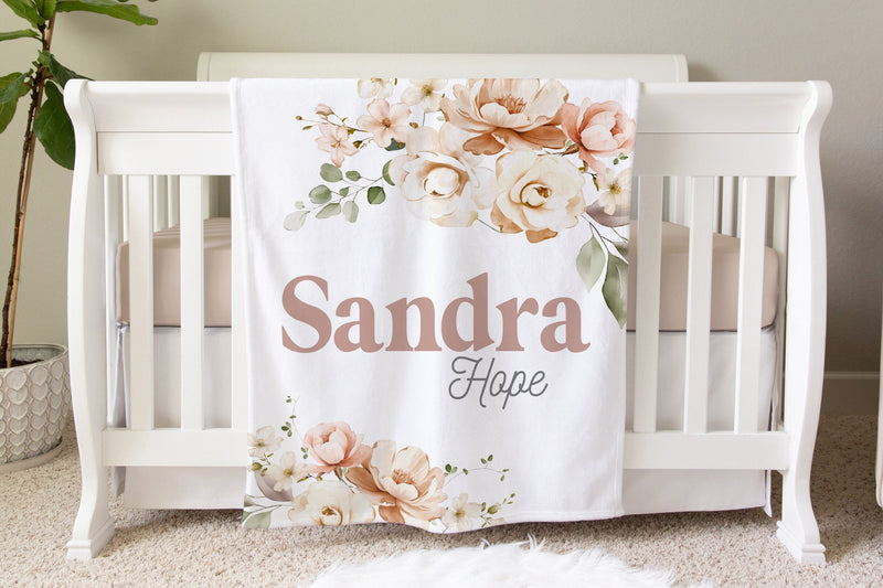 Girls Floral Personalized Blanket  BB37