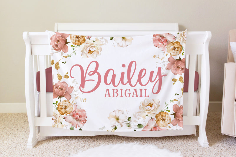 Floral Personalized Blanket