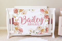 Floral Personalized Blanket