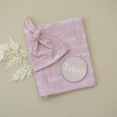 Personalized Swaddle Set With Sign