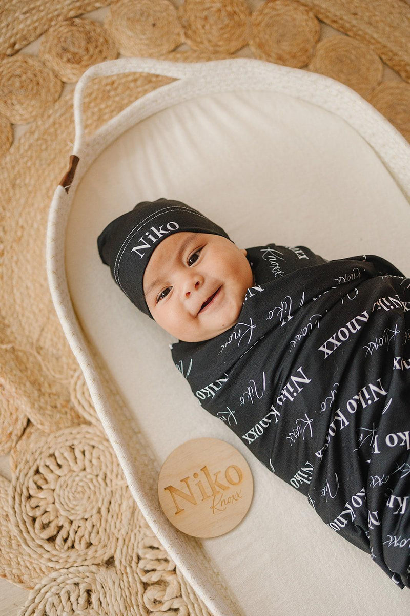 Personalized Swaddle Set With Sign
