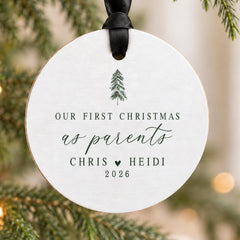 Personalized Baby Christmas Ornament, 3.5-Inch Wood Keepsake Gift