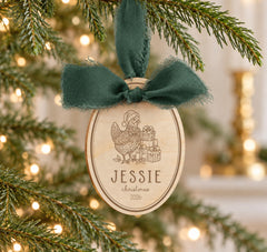 Personalized Chicken Ornament', Baby First Christmas Wood, 3x4 In