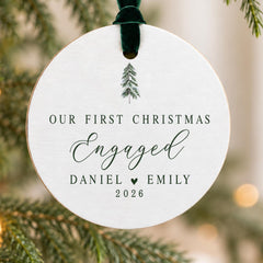 Personalized Engaged Christmas Ornament', 3.5-Inch Wood Keepsake.