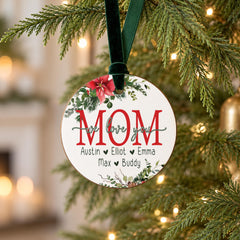 Personalized Christmas Ornament, Mom Keepsake 3.5in Wood Round For