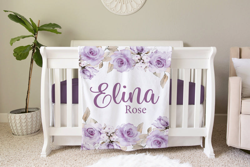 Purple Rose Personalized Blanket, BB11