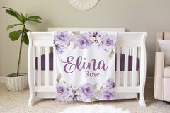 Purple Rose Personalized Blanket, BB11