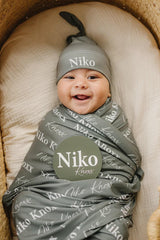 Personalized Swaddle Set With Sign