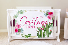 Cactus Personalized Baby Blanket