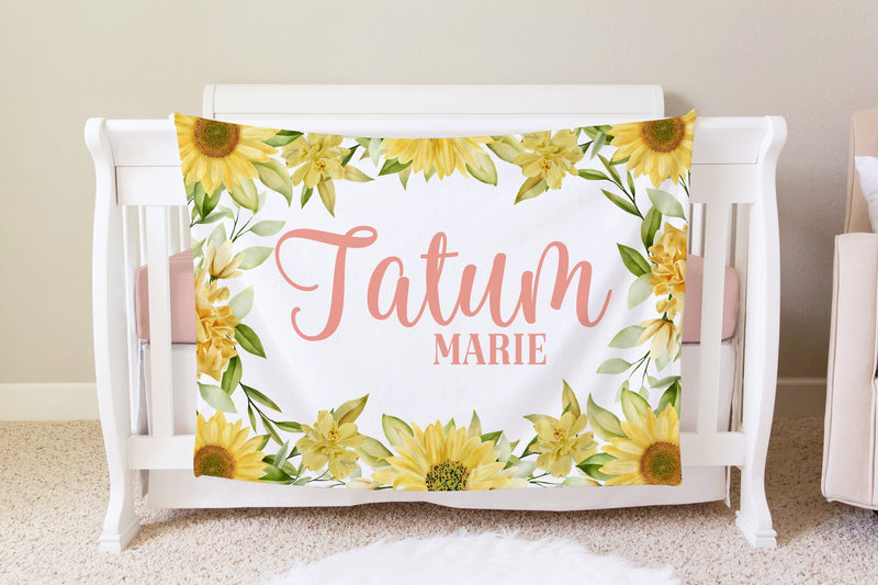 Sunflower Personalized Baby Blanket