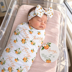 Clementine Orange Personalized Swaddle, Optional Bundle,  JS28