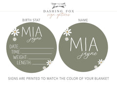 Personalized Daisy Swaddle Blanket,  Baby Announcement Sign, Baby Shower Gift JS48