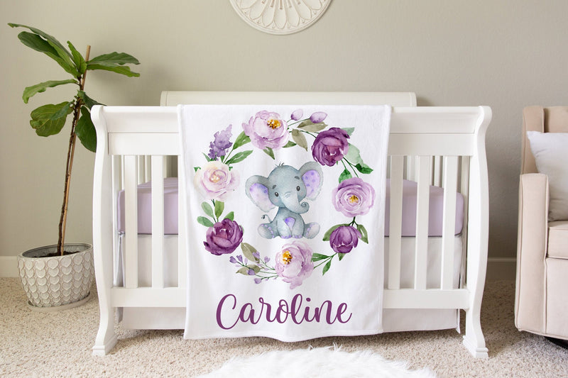 Purple Floral Elephant Safari Blanket