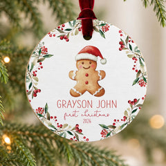 Baby First Christmas Ornament Personalized Gingerbread 3.5in Gift